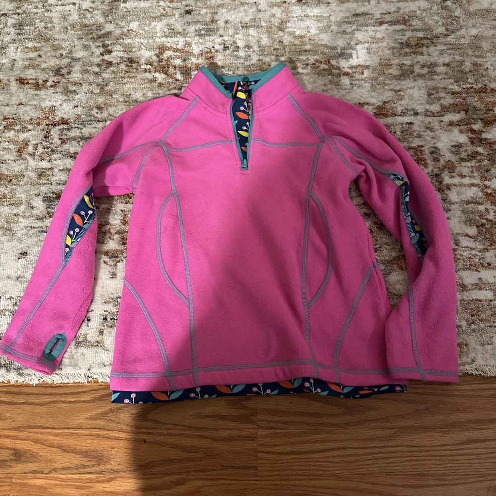 Hatley Kids 6 pullover pink fleece Cotton Pockets Long Sleeve